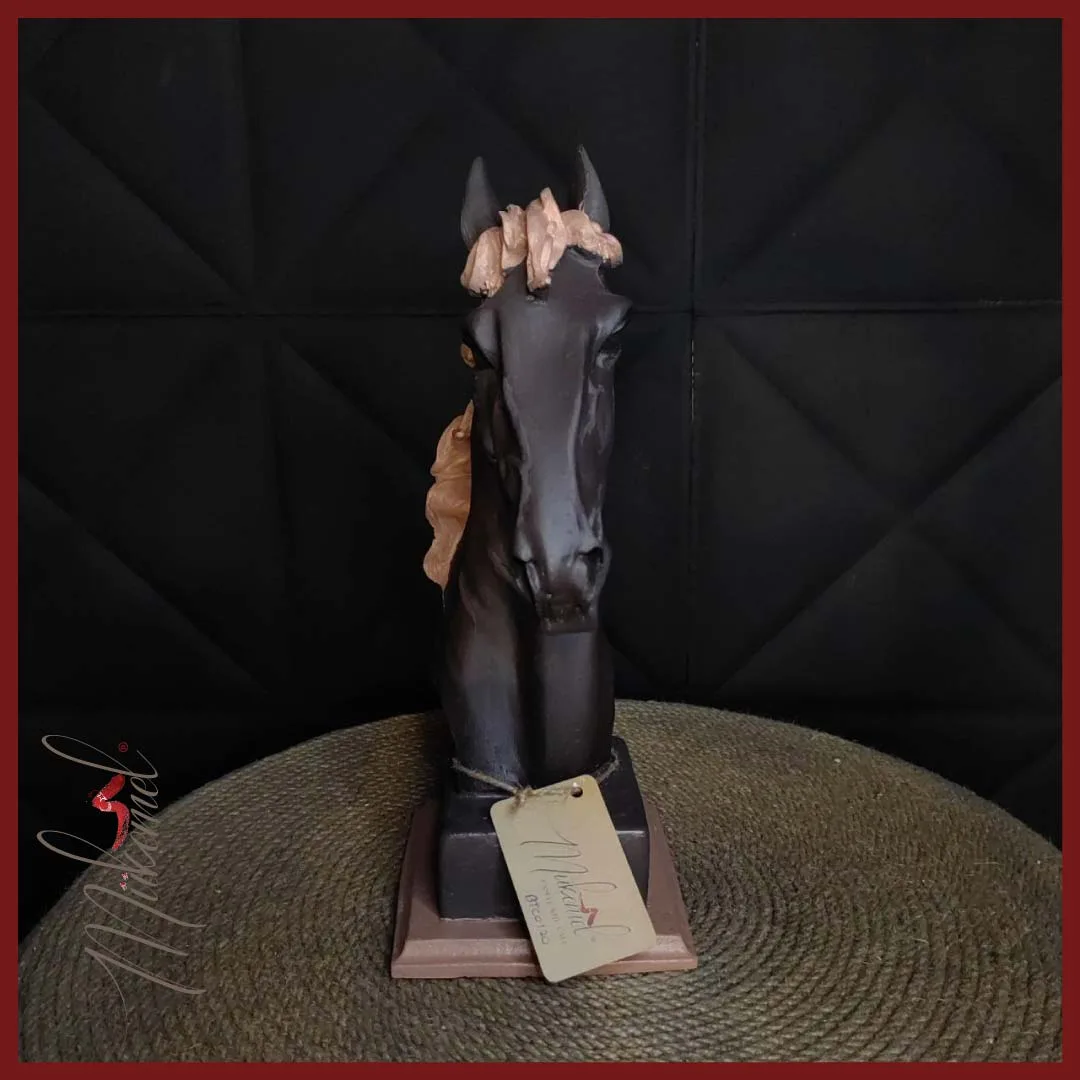 An accurately detailed piece that captures a horse, the special part is that it highlights body language showing ears pointing backward and a focused eye.